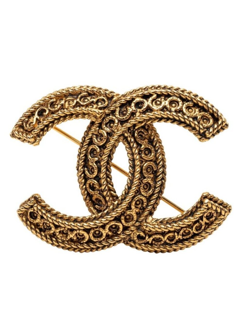 Chanel Vintage CC Logo Brooch Gold Plated